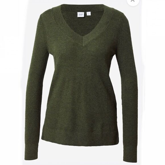 Gap Bella Green Textured V-Neck Sweater - Picture 5 of 11